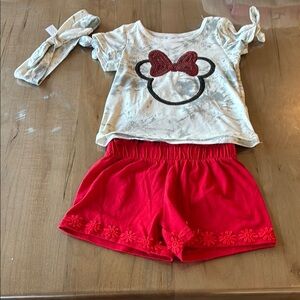 Girls Disney Minnie Mouse Short and Tee Set with Red and White - Disney - 2T
